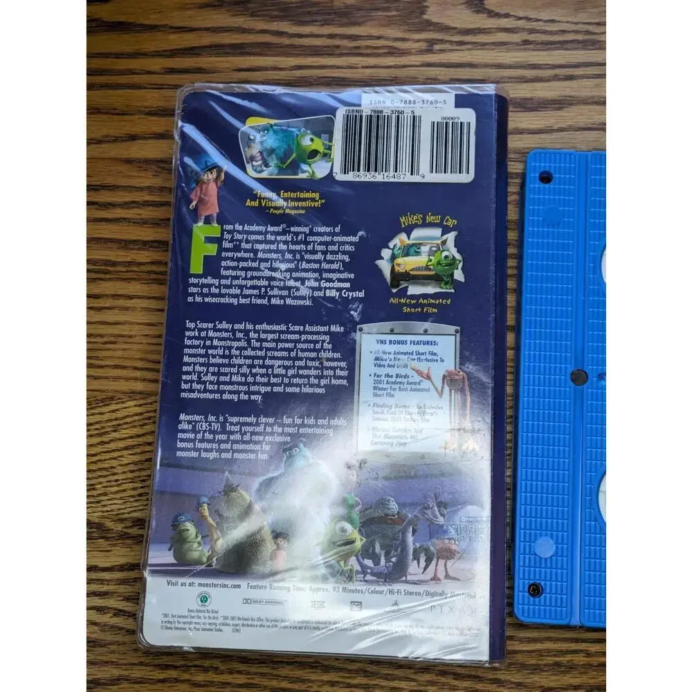 Disney Pixar MONSTERS, INC. VHS Video 2001 Clamshell Blue Tape - Picture 4 of 5